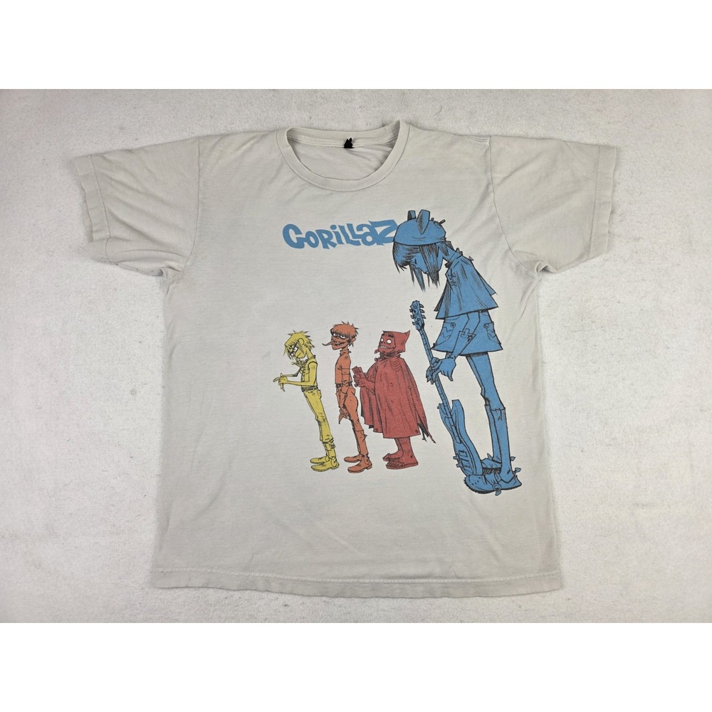 Gorillaz Rare T-Shirt White Medium Tultex Tag Band Colorful Graphic Logo